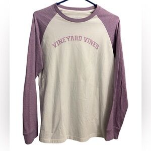 Vineyard Vines Long Sleeve Shirt Youth Girls 18 (xl) Spell Out Purple preppy